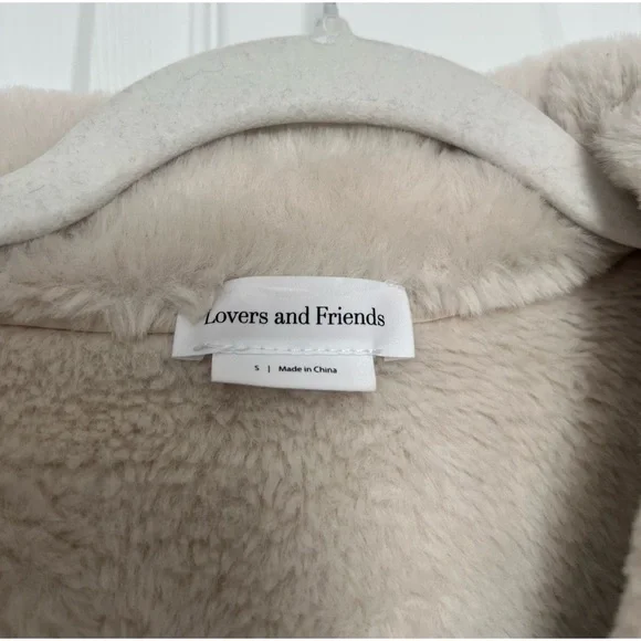 Lovers and Friends Elise Faux Shearling Coat in Nude